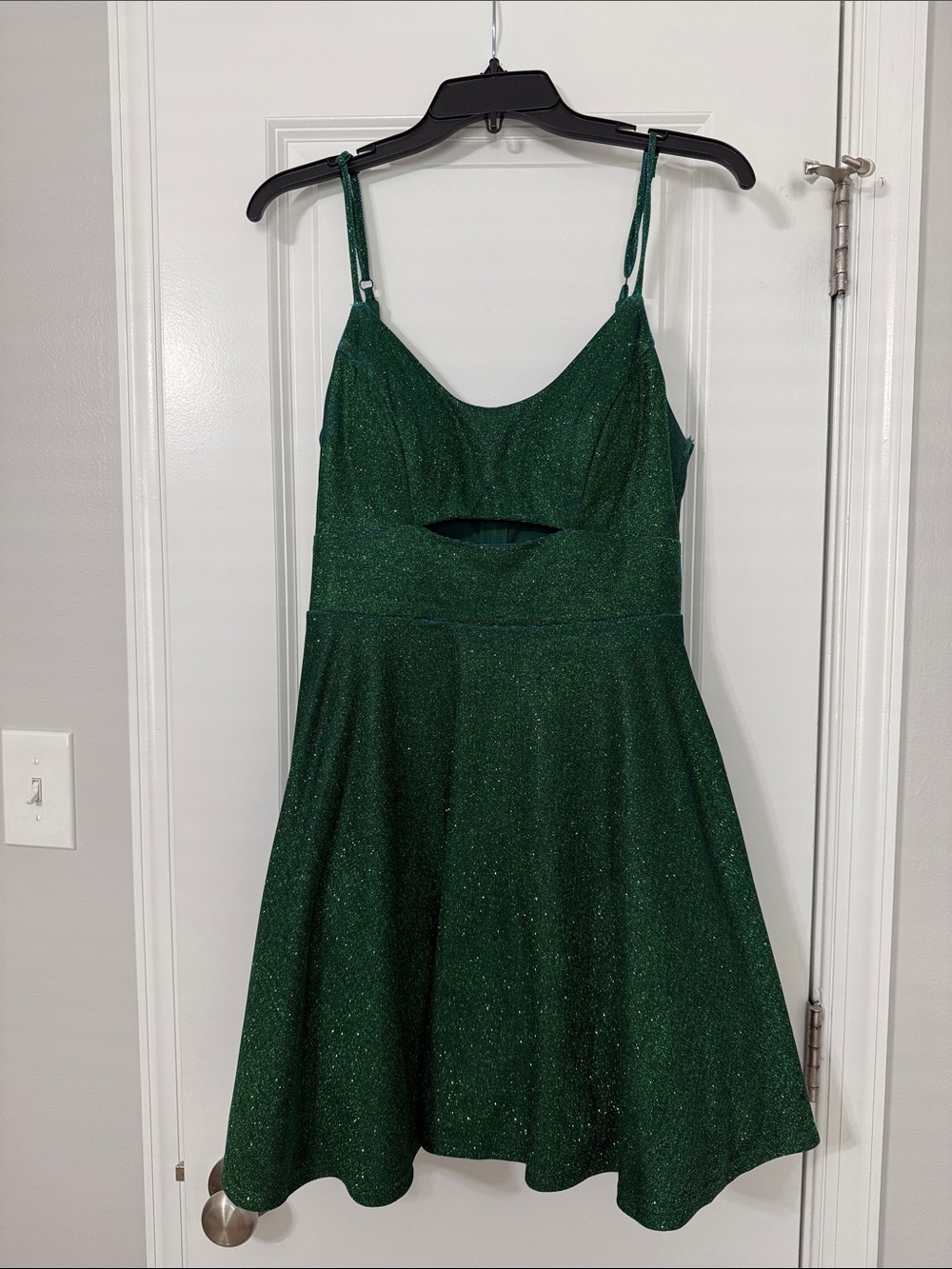 City Studio Shimmering Forest Green Cutout Mini Dress - Homecoming dress